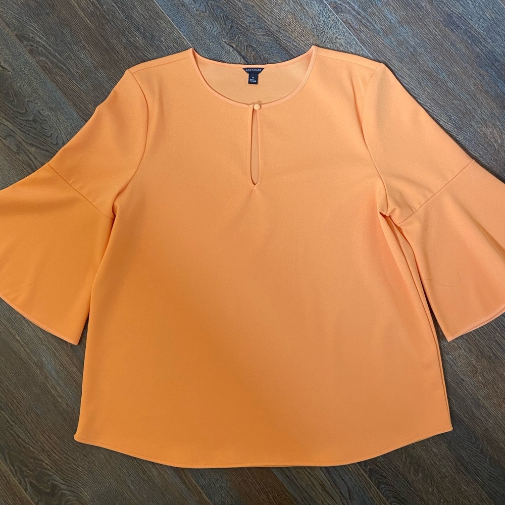 Ann Taylor tangerine orange bell sleeve top